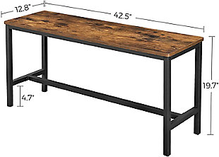 With small size at 42.5” x 12.8” x 19.7” each, the 2 indoor benches can be placed under most tables without taking up extra space when not in use; just take them out when dinner is served!Pair of 2 | Placed under most tables without taking up extra space | Rustic Brown, Black | Particleboard, Steel