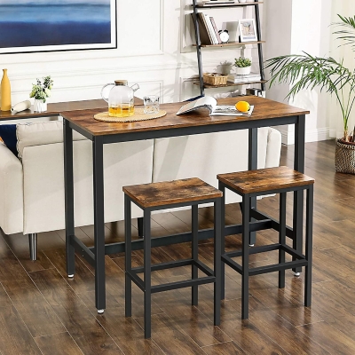 Two bar discount stools and table