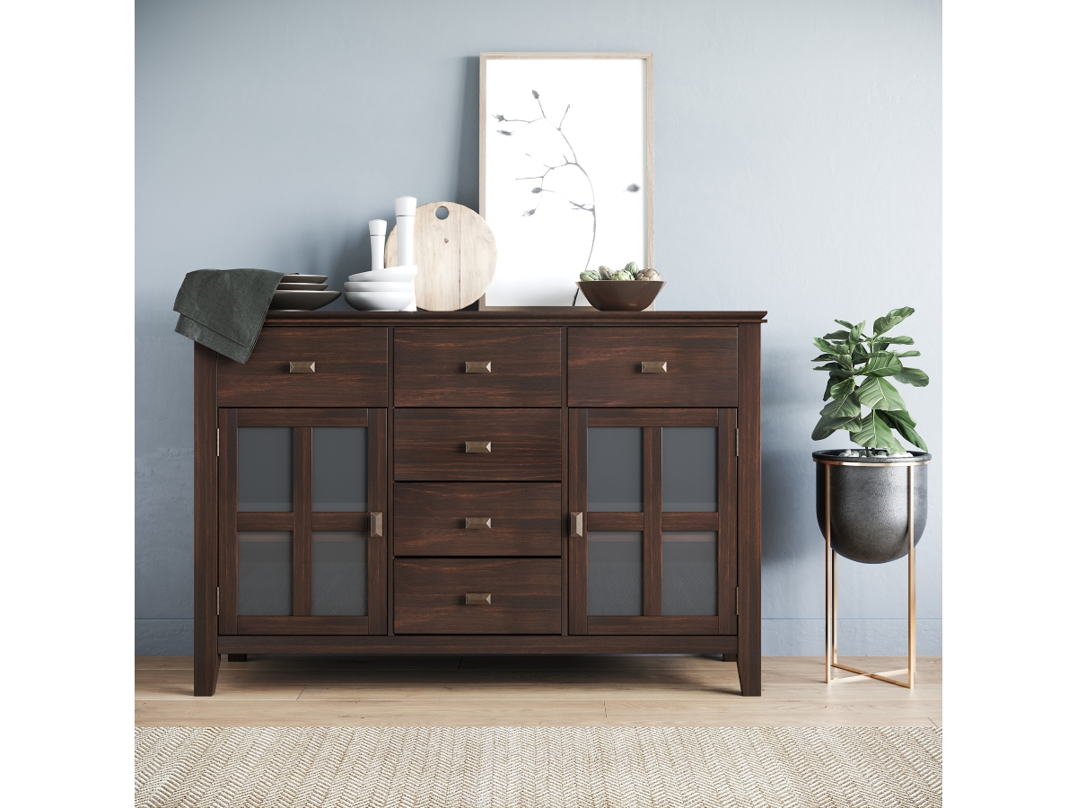 Simpli Home Artisan Buffet, Dark Chestnut Brown, large