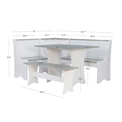 Linon Celina Corner Nook Dining Set - Thumbnail 4