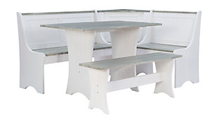 Linon Celina Corner Nook Dining Set, Graywash/White, large