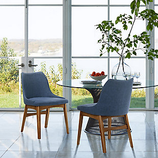 Azalea Dining Chair (Set of 2), Blue/Walnut, rollover