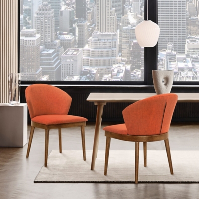 Juno Dining Chair (Set of 2), Orange/Walnut, rollover