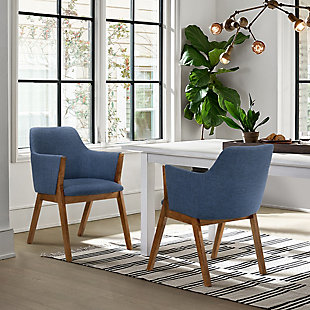Renzo Dining Chair (Set of 2), Blue/Walnut, rollover
