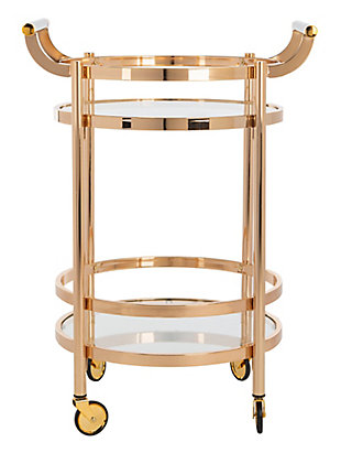Safavieh Sienna 2 Tier Round Bar Cart, Gold/Glass, large