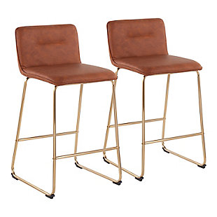 LumiSource Casper Fixed-Height Counter Stool - Set of 2, Gold/Camel, rollover