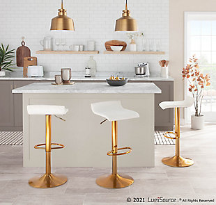 LumiSource Ale Barstool - Set of 2, Gold/Cream, rollover