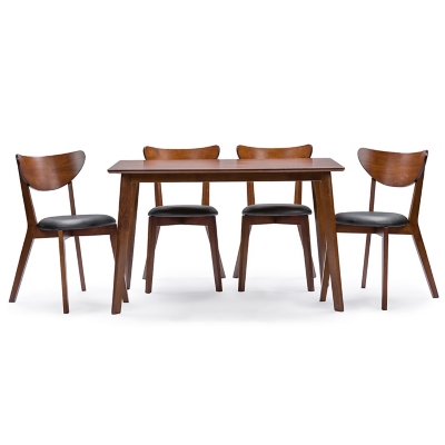 D600005319 Baxton Studio 4 Dining Chairs Set, Brown/Black sku D600005319