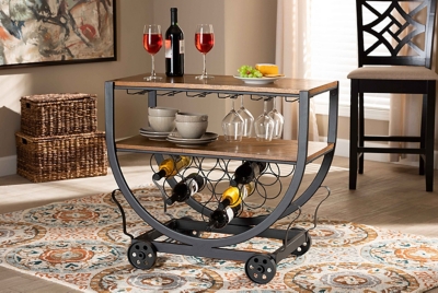 Baxton Studio Triesta Wine Rack Cart Ashley