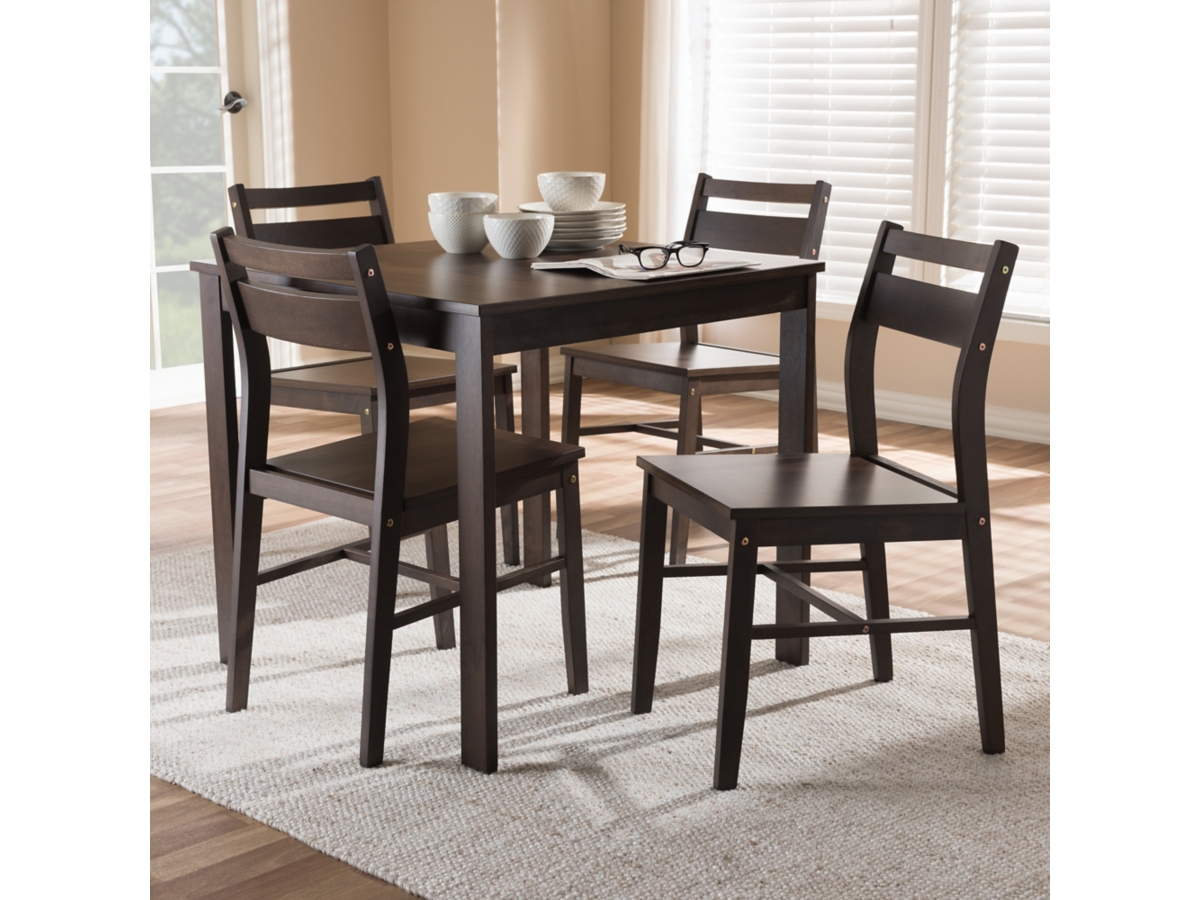 Baxton Studio Lovy Dining Table and 4 Chairs Set Ashley