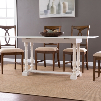 Southern Enterprises Furniture Leighanna Folding Dining Table, Distressed White, Wood