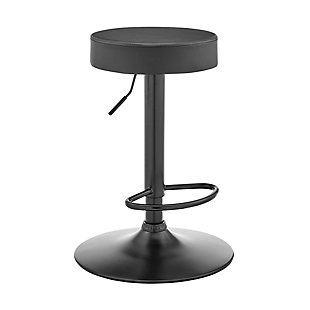 Benzara 15 Inch Metal Barstool with Round Swivel Seat, Black, , large