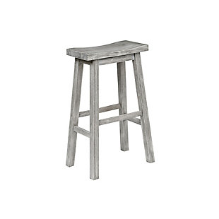 Benzara Saddle Design Wooden Barstool with Grain Details, Gray, , rollover