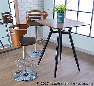 Cameron Adjustable Height Bar Stool with Swivel, Brown, rollover