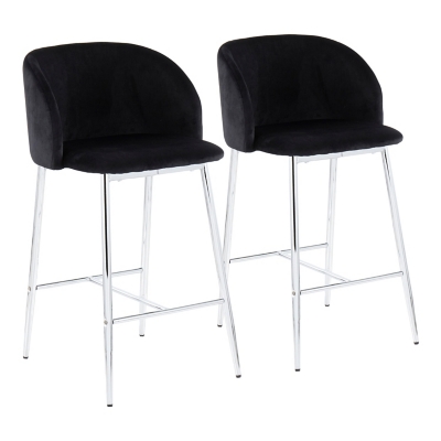 LumiSource Fran Counter Stool - Set of 2, Chrome/Black, large