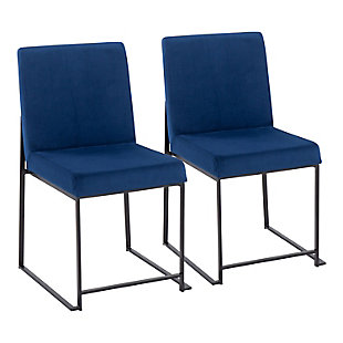 LumiSource High Back Fuji Dining Chair - Set of 2, Black/Blue, large