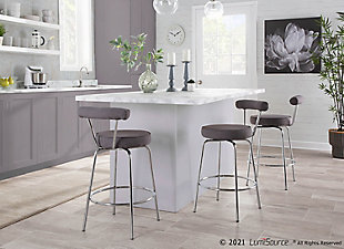 LumiSource Rhonda Counter Stool - Set of 2, Chrome/Charcoal, rollover