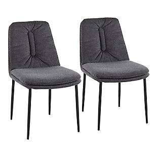 LumiSource Smith Dining Chair - Set of 2, Black/Charcoal, large