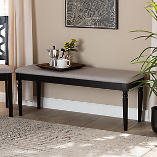 Baxton Studio Giovanni Modern and Contemporary Upholstered  Dining Bench, Gray/Dark Brown, rollover