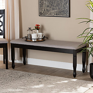 Baxton Studio Corey Modern and Contemporary Grey Fabric Upholstered and Dark Brown Finished Wood Dining Bench, Gray/Dark Brown, rollover