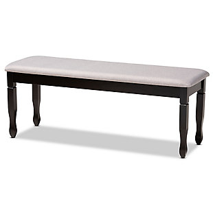 Baxton Studio Corey Modern and Contemporary Grey Fabric Upholstered and Dark Brown Finished Wood Dining Bench, Gray/Dark Brown, large