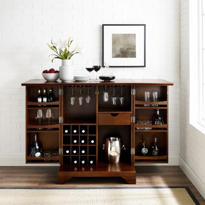 Alexandria Expandable Bar Cabinet, Mahogany