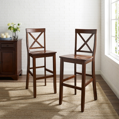 X-Back Counter Stool Set, Mahogany