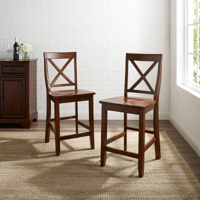 X-Back Counter Stool (Set of 2), Mahogany