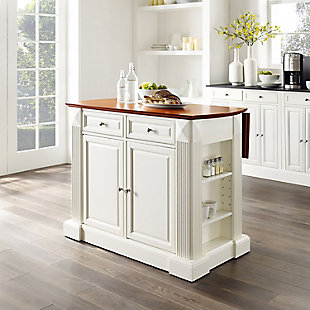 Coventry Drop Leaf Top Kitchen Island, White, rollover