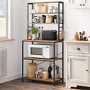 Vasagle Kitchen Shelving Unit with Shelves with 6 Hooks and Metal Frame Industrial Design Microwave Cooking Utensils, , rollover