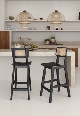 Versailles Counter Stool, Black/Natural, rollover