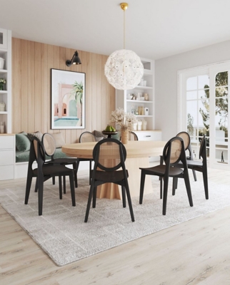 Manhattan Comfort Versailles Dining Chair (Set of 2), Black/Natural Cane, rollover