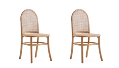 Manhattan Comfort Paragon 2.0 Dining Chair (Set of 2), Natural/Oatmeal, large