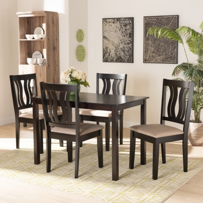 Baxton Studio Fenton Dining Table and 4 Chairs Set Ashley