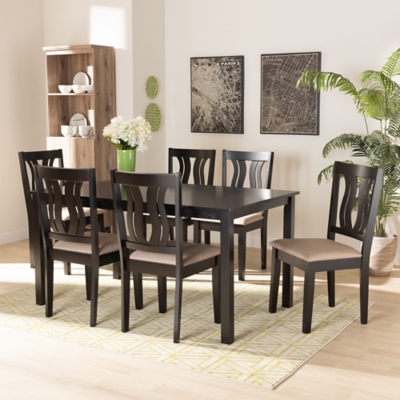 Baxton Studio Fenton Dining Table and 6 Chairs Set Ashley