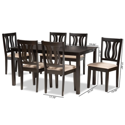 Baxton Studio Fenton Dining Table and 6 Chairs Set Ashley