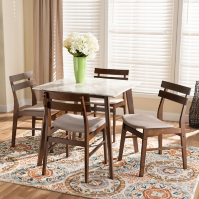 Baxton Studio Richmond Dining Table and 4 Chairs Set Ashley