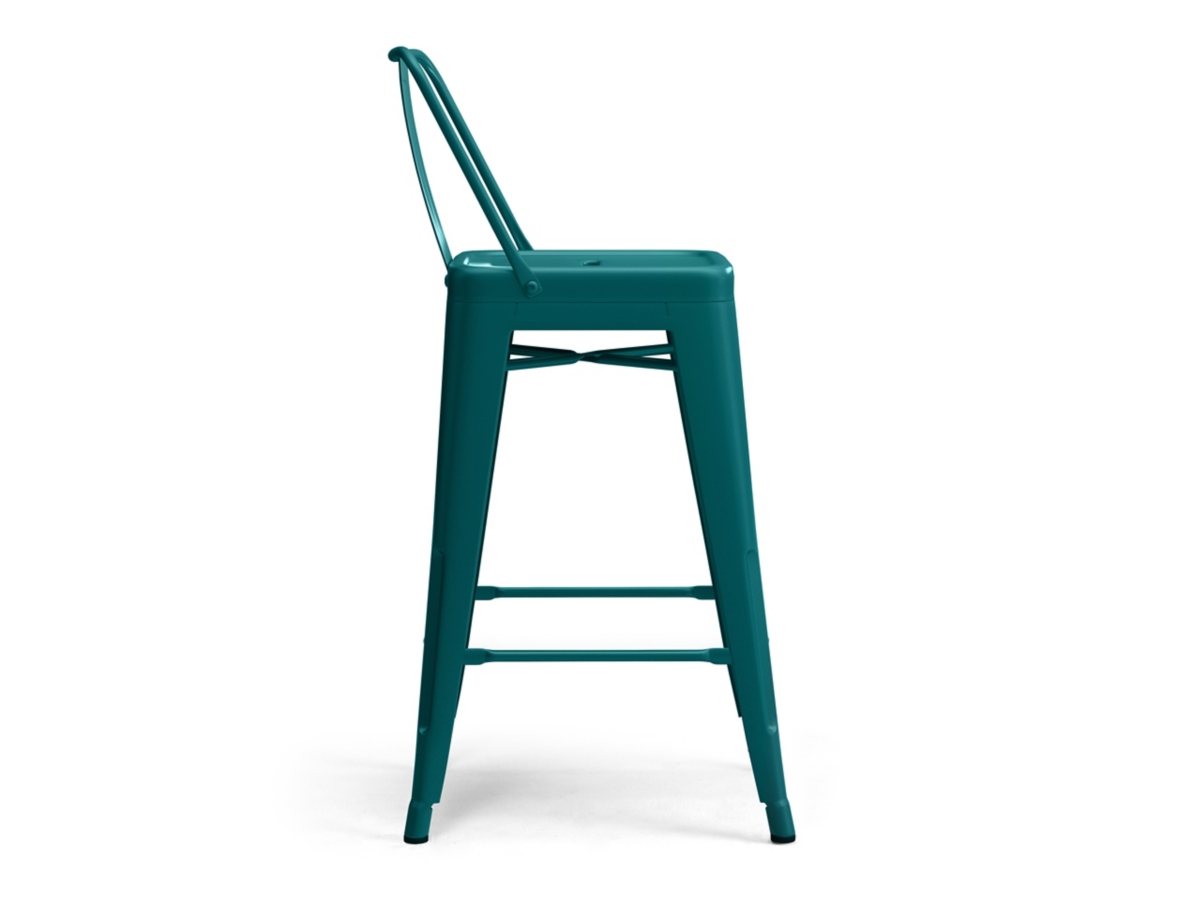 Simpli Home Rayne Counter Height Bar Stool (Set of 4), Teal Blue, large