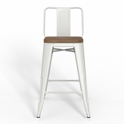 Simpli Home Rayne Counter Height Bar Stool (Set of 2), White, large