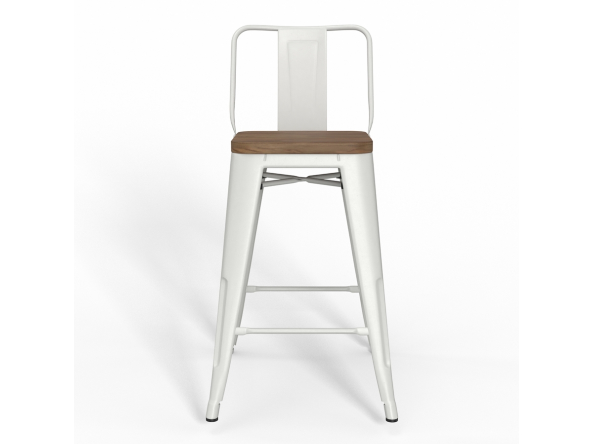 Simpli Home Rayne Counter Height Bar Stool (Set of 2), White, large