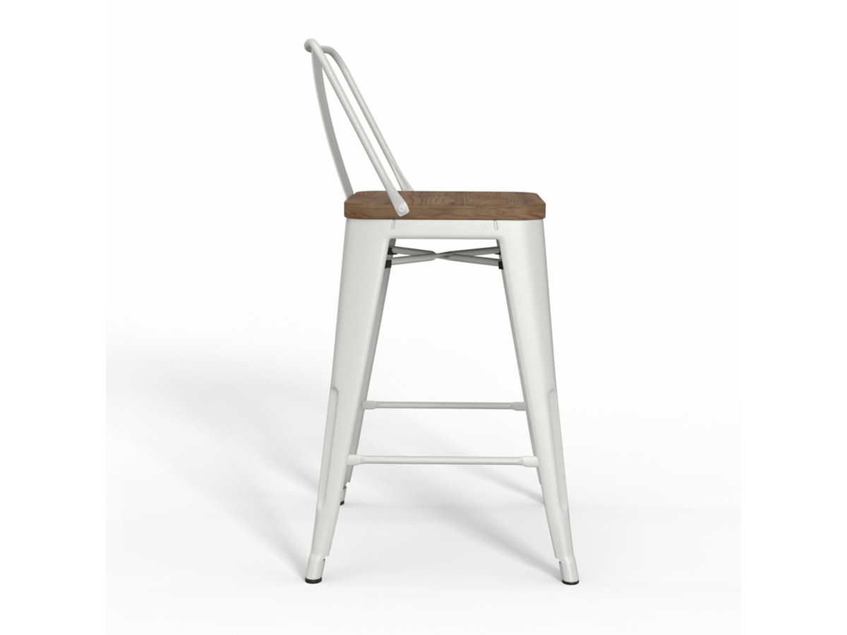 Simpli Home Rayne Counter Height Bar Stool (Set of 2), White, large