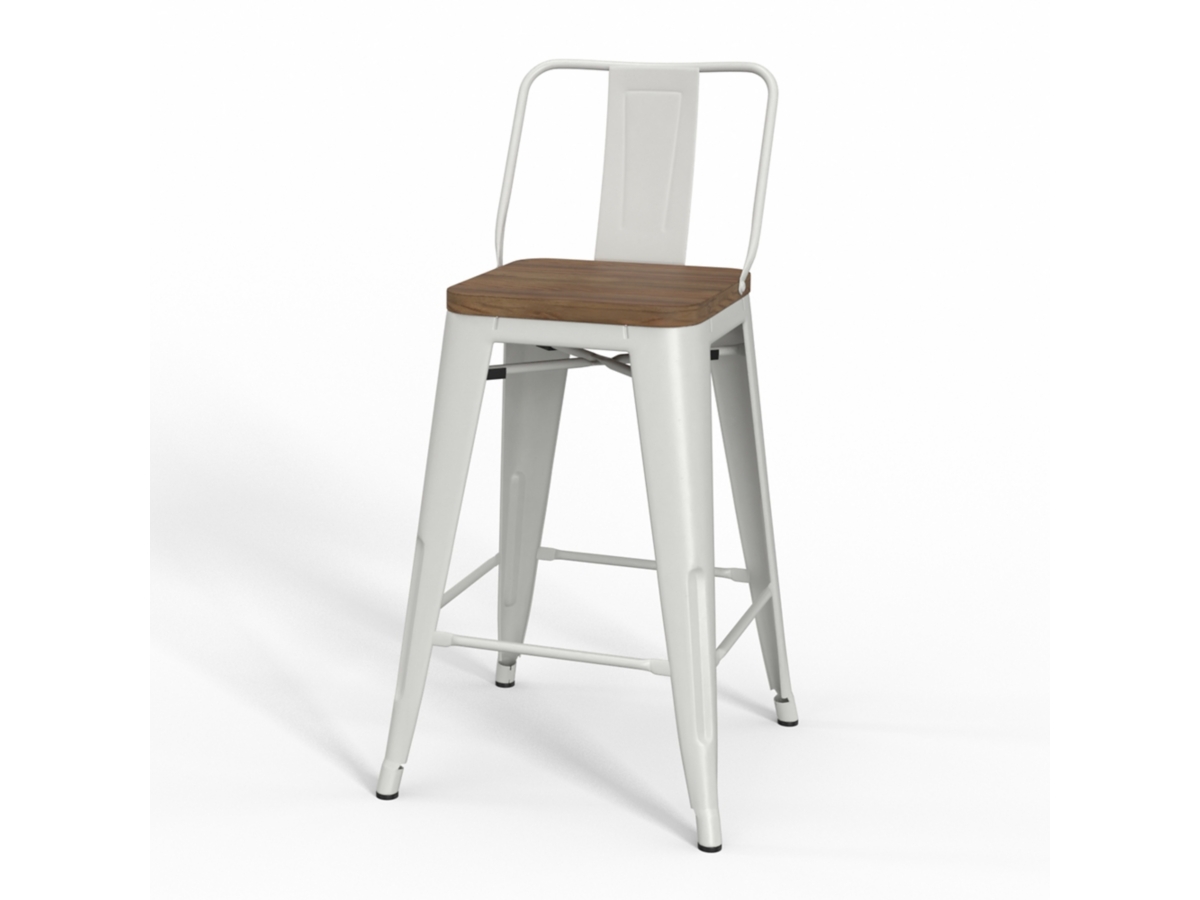 Simpli Home Rayne Counter Height Bar Stool (Set of 2), White, large