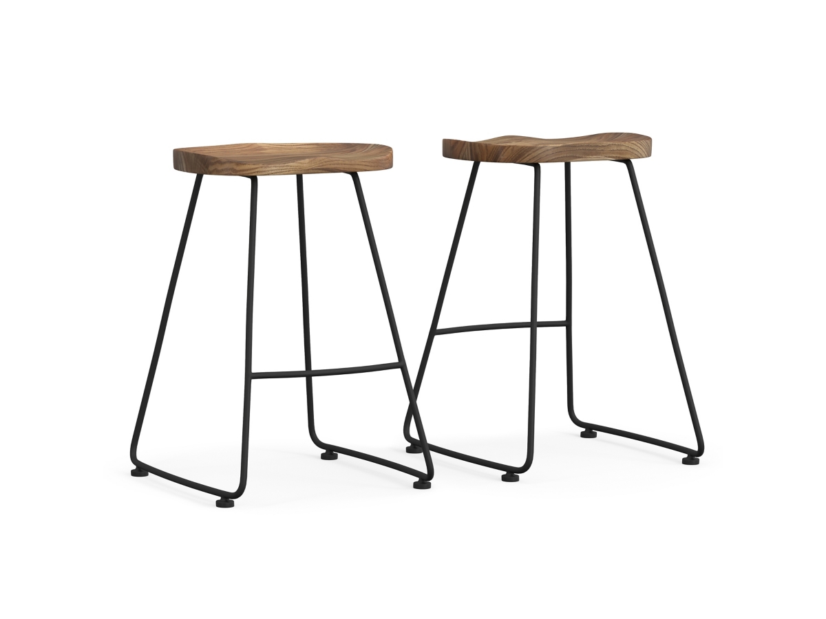 Simpli Home Amberly Saddle Counter Height Bar Stool (Set of 2), , large