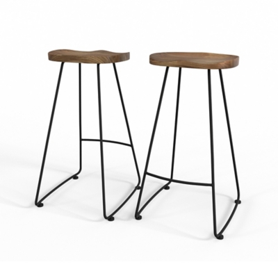 Simpli Home Amberly Saddle Bar Stool (Set of 2), , large