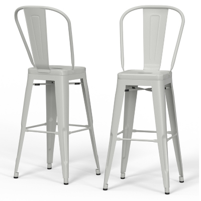 Simpli Home Fletcher Counter Height Bar Stool (Set of 2), White, large