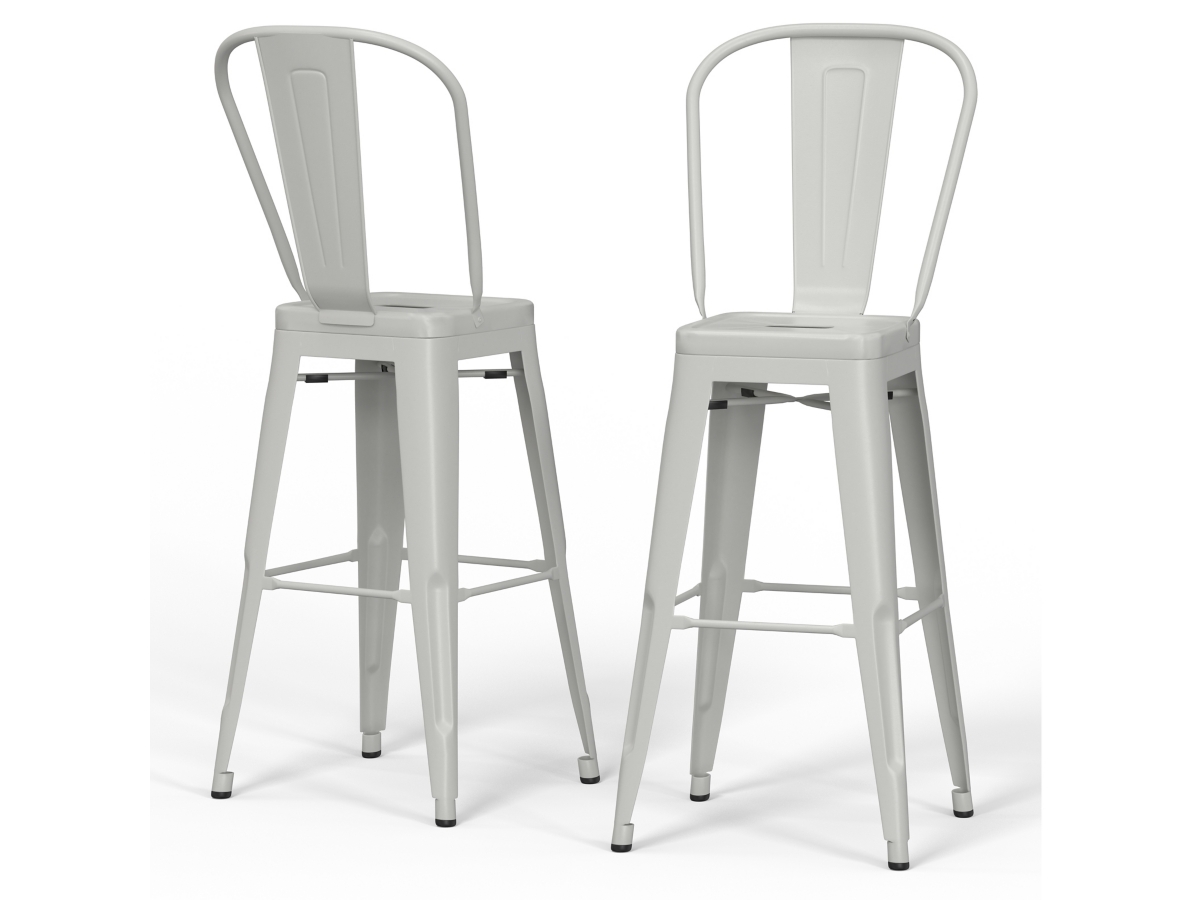 Simpli Home Fletcher Counter Height Bar Stool (Set of 2), White, large