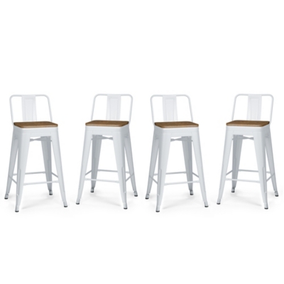 Simpli Home Rayne Counter Height Bar Stool (Set of 4), White, large