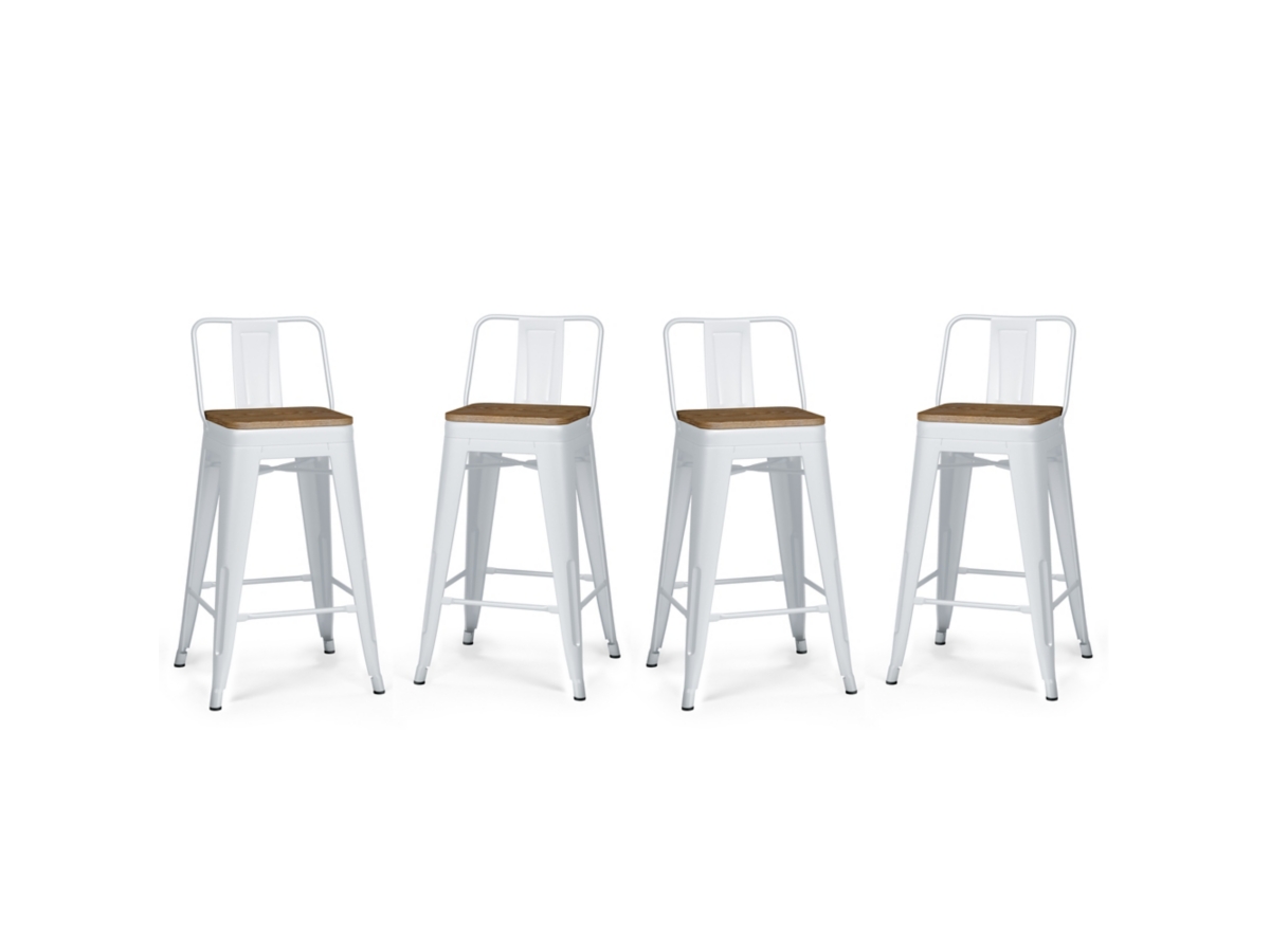 Simpli Home Rayne Counter Height Bar Stool (Set of 4), White, large