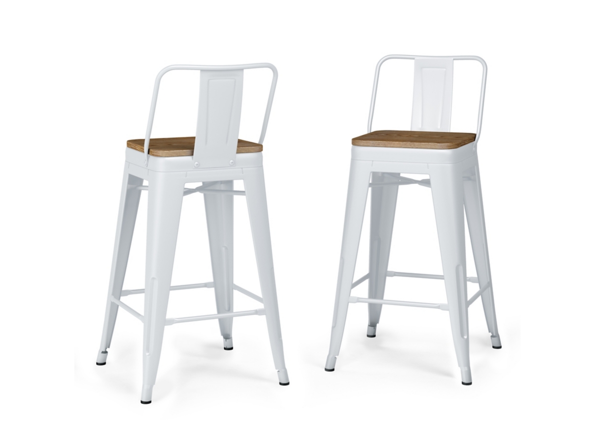 Simpli Home Rayne Counter Height Bar Stool (Set of 4), White, large