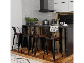 Simpli Home Rayne Counter Height Bar Stool (Set of 4)